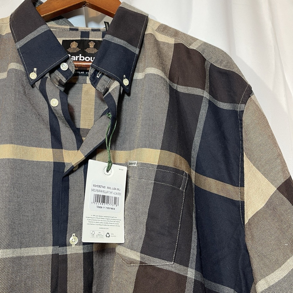 Barbour Bearpark Men's Shirt 2X Regular Fit Short Sleeve Cotton Tartan Plaid New